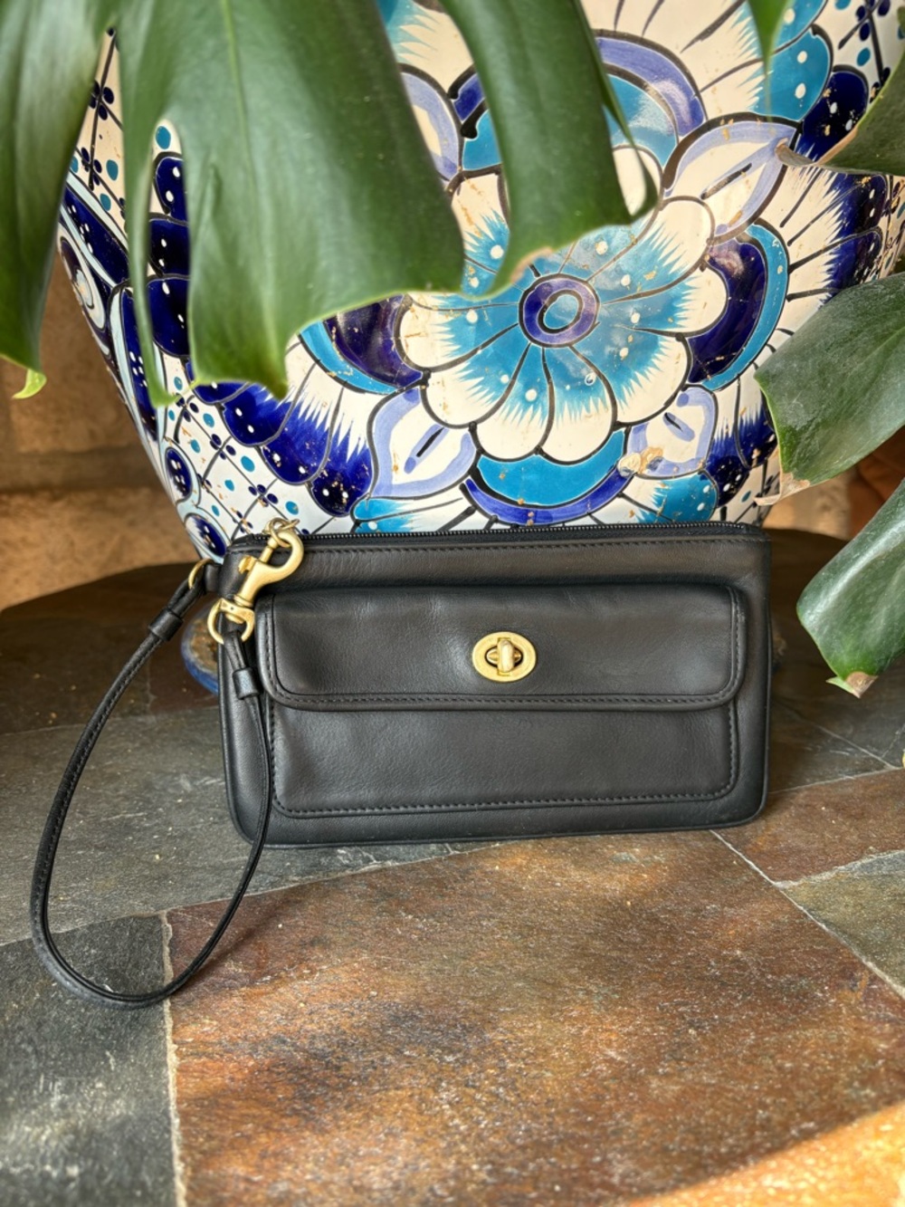 Coach Black Leather Wristlet Wallet